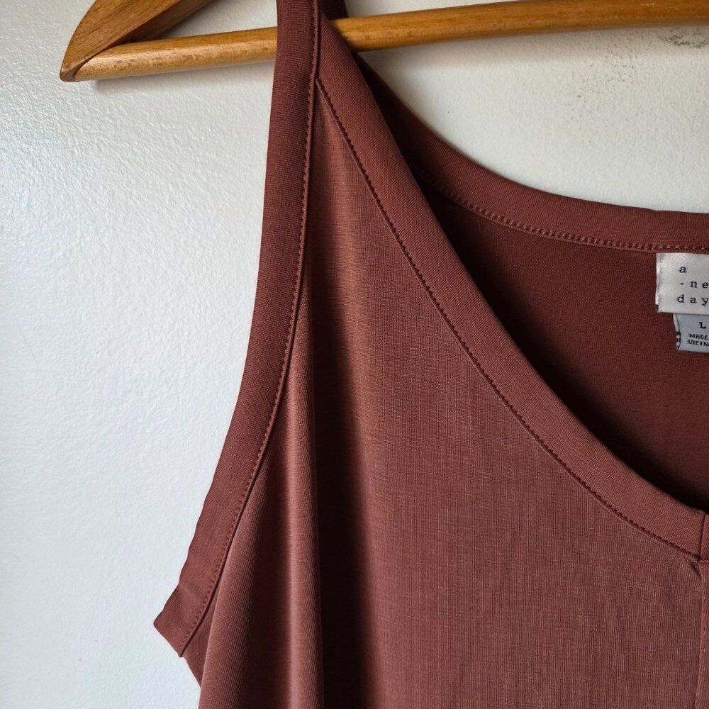 EUC A NEW DAY RUST V NECK TANK MIDI DRESS SIZE LARGE - Picture 5 of 12